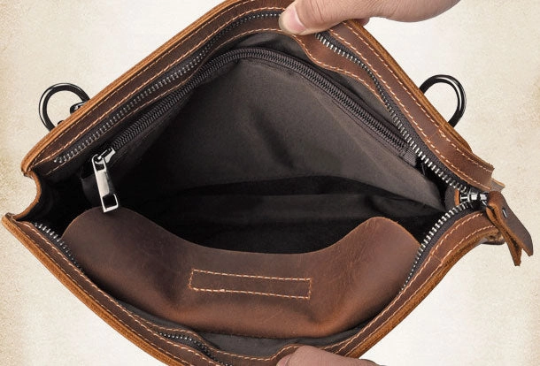 GENUINE LEATHER MENS Vintage Brown Clutch Wristlet Bag MESSENGER BAG FOR MEN