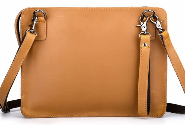 GENUINE LEATHER MENS Vintage Brown Clutch Wristlet Bag MESSENGER BAG FOR MEN