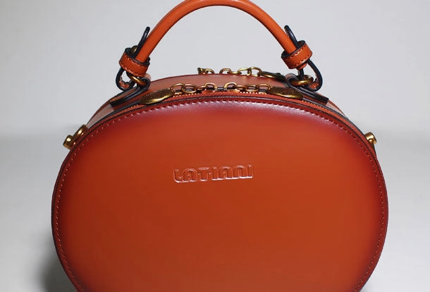 Genuine Leather oval round handbag shoulder bag for women leather crossbody bag