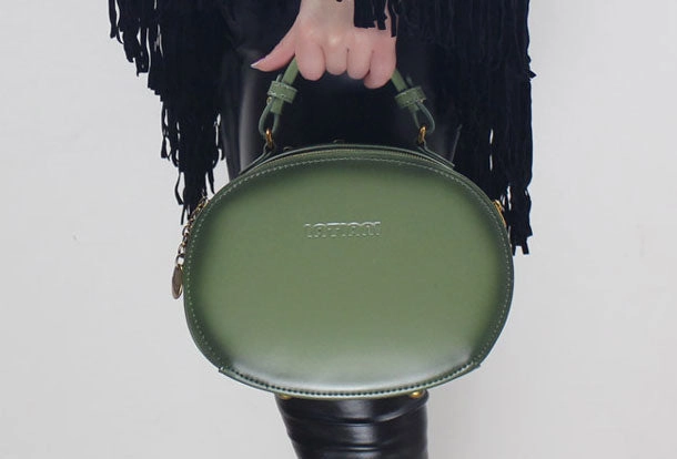 Genuine Leather oval round handbag shoulder bag for women leather crossbody bag