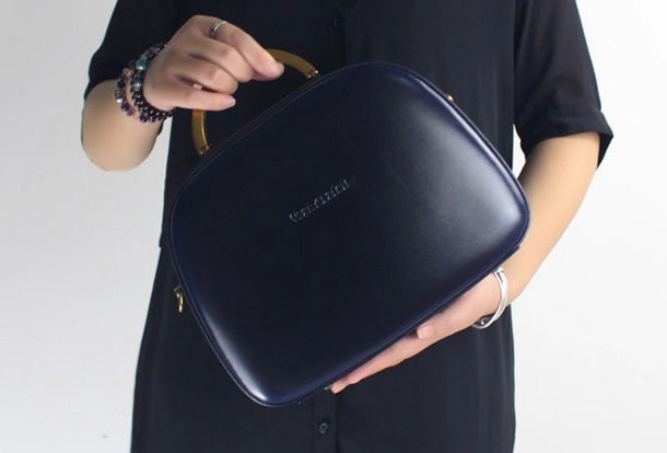Genuine Leather Round Bag Handbag Purse Shoulder Bag for Women Leather Crossbody Bag