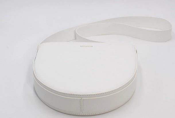 Genuine Leather Round Saddle Purse Bag Shoulder Bag for Women Leather Crossbody Bag