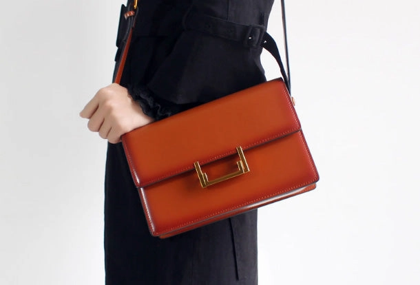 Genuine Leather Saddle Purse Bag Shoulder Bag for Women Leather Crossbody Bag