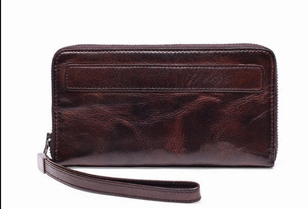 Genuine long wallet leather men phone clutch vintage wallet for men