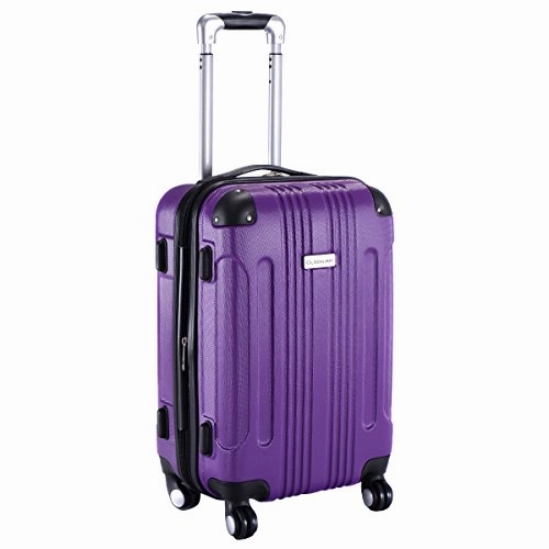 GHP Purple 14"Wx10"Thickx20"H 4-Wheel Spinner Lightweight Expandable Trolley Suitcase