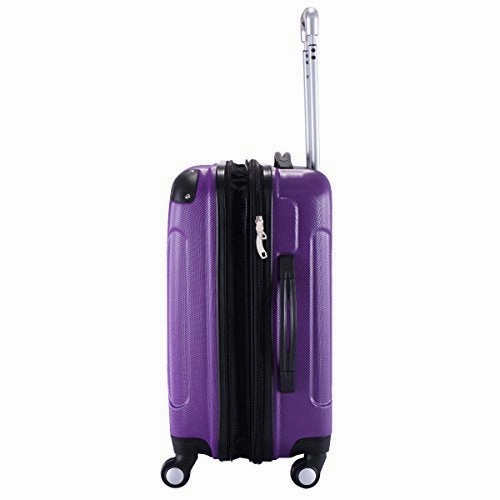 GHP Purple 14"Wx10"Thickx20"H 4-Wheel Spinner Lightweight Expandable Trolley Suitcase