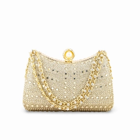 Golden Fancy Clutch For Ladies P24385