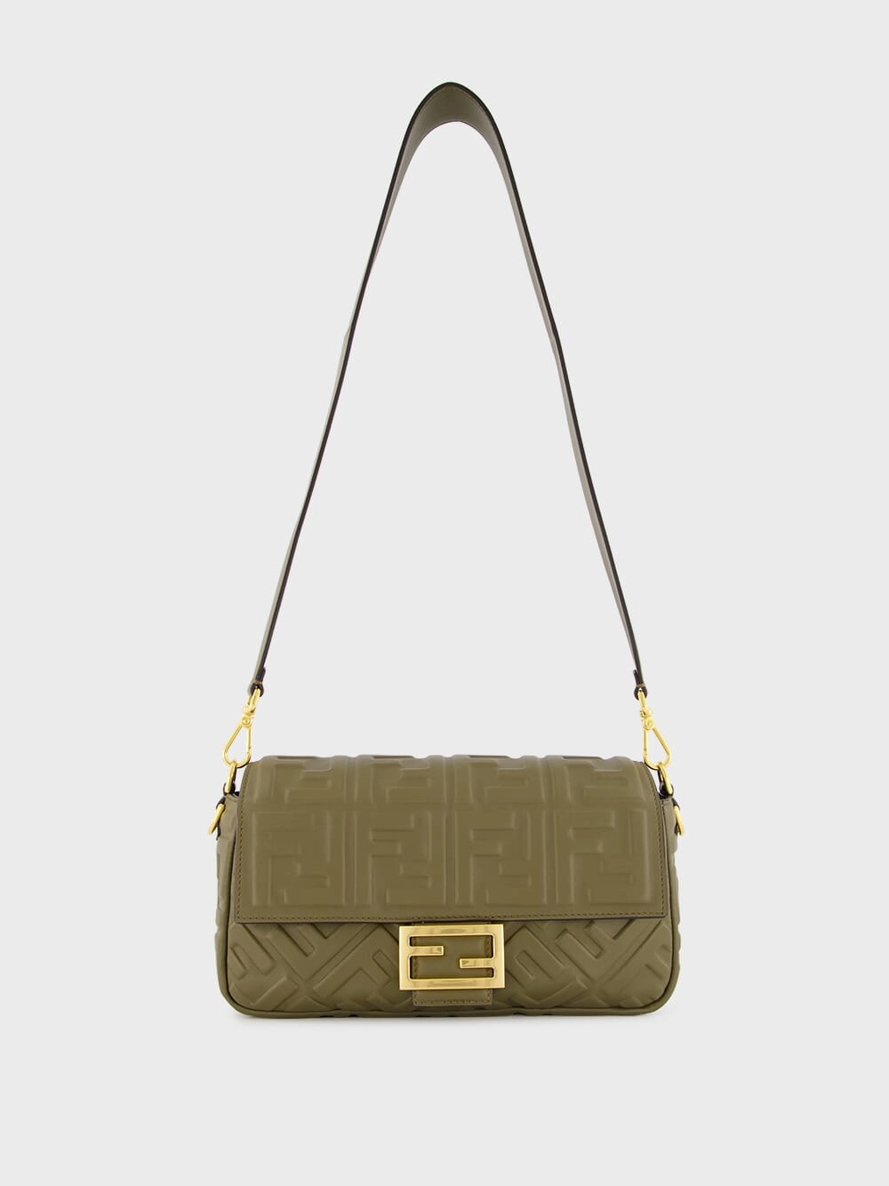 Green Baguette Nappa Leather Bag
