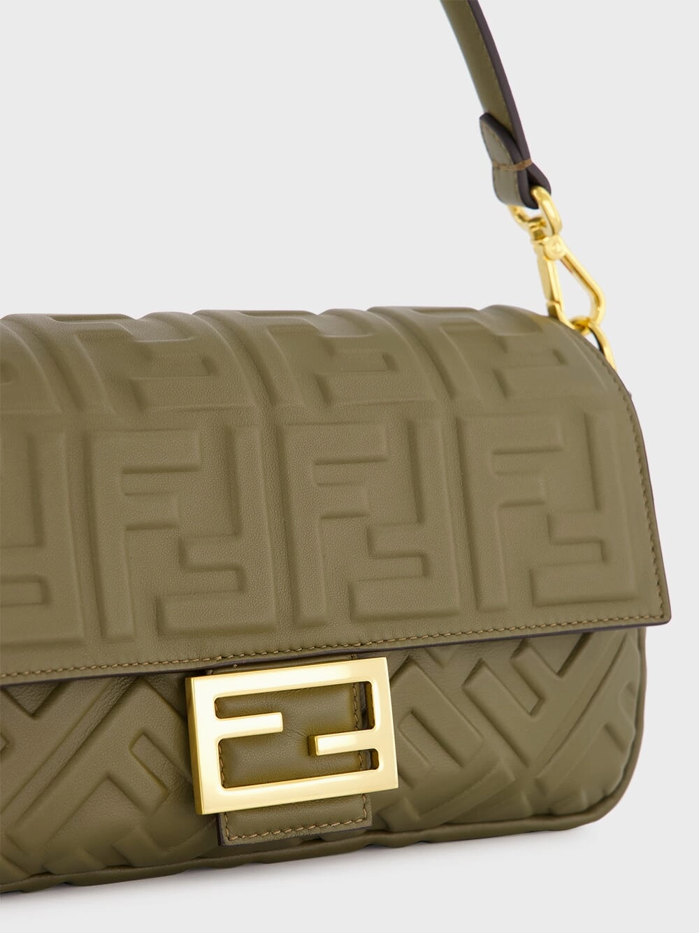 Green Baguette Nappa Leather Bag