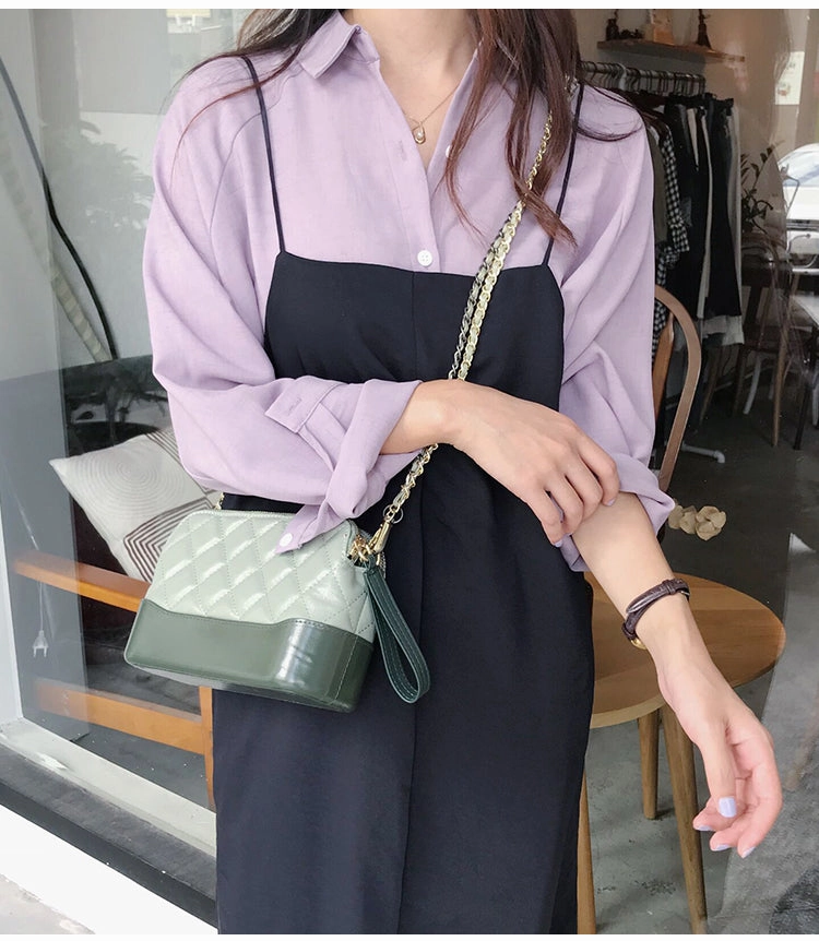 Green Leather Women Chain Shoulder Bag Wristlet Bag For Women