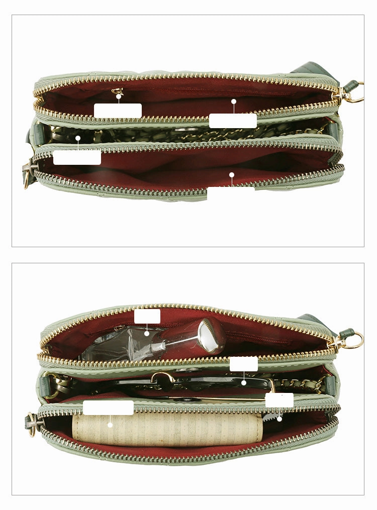 Green Leather Women Chain Shoulder Bag Wristlet Bag For Women