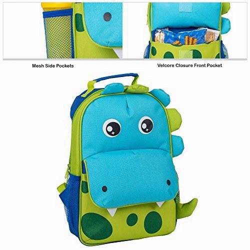 Green Spotted Dinosaur Dimensional Animal Shape Water Resistant Preschool Backpack