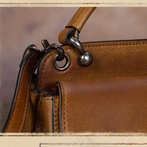 Green Vintage Ladies Leather Square Satchel Handbag Purse Brown SHoulder Bag Side Bag for WOmen