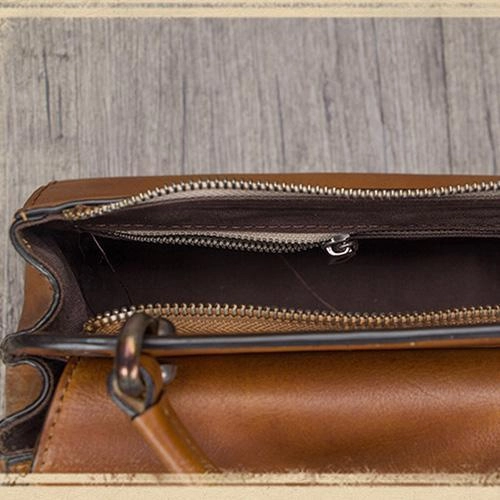 Green Vintage Ladies Leather Square Satchel Handbag Purse Brown SHoulder Bag Side Bag for WOmen