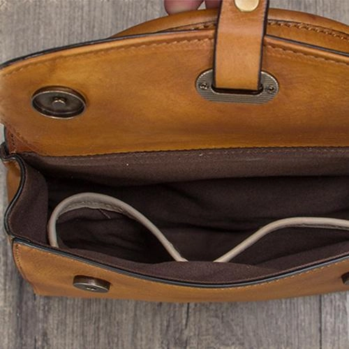 Green Vintage Ladies Leather Square Satchel Handbag Purse Brown SHoulder Bag Side Bag for WOmen