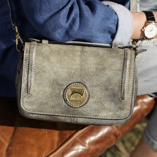 Grey Womens Leather Satchel Side Bag Handbag Leather Women's Satchel Shoulder Bag Crossbody Bag