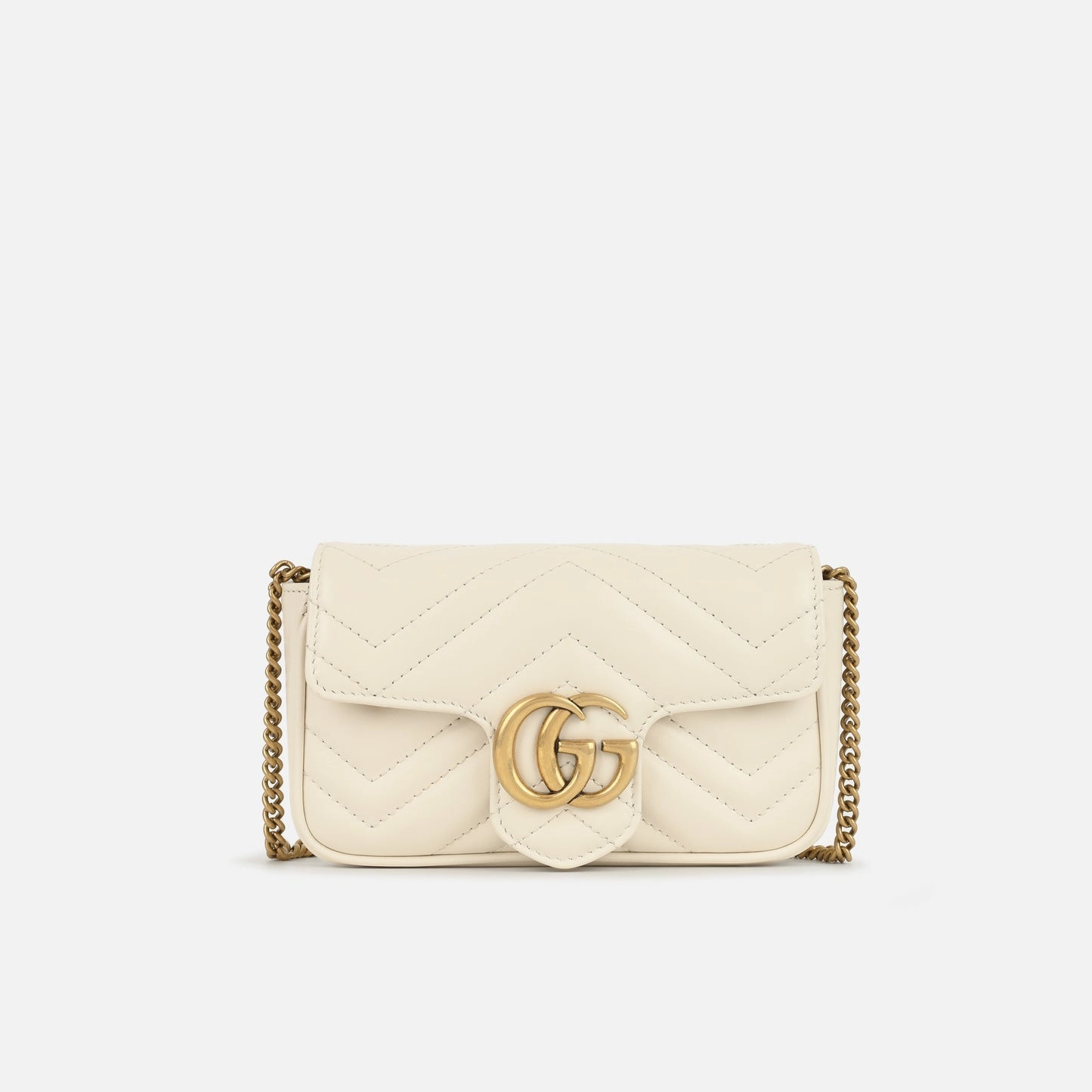 Gucci - Super Mini Marmont Bag - White Calfskin GHW - Pre-loved
