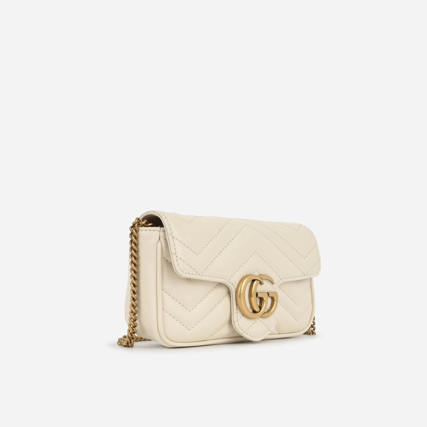 Gucci - Super Mini Marmont Bag - White Calfskin GHW - Pre-loved