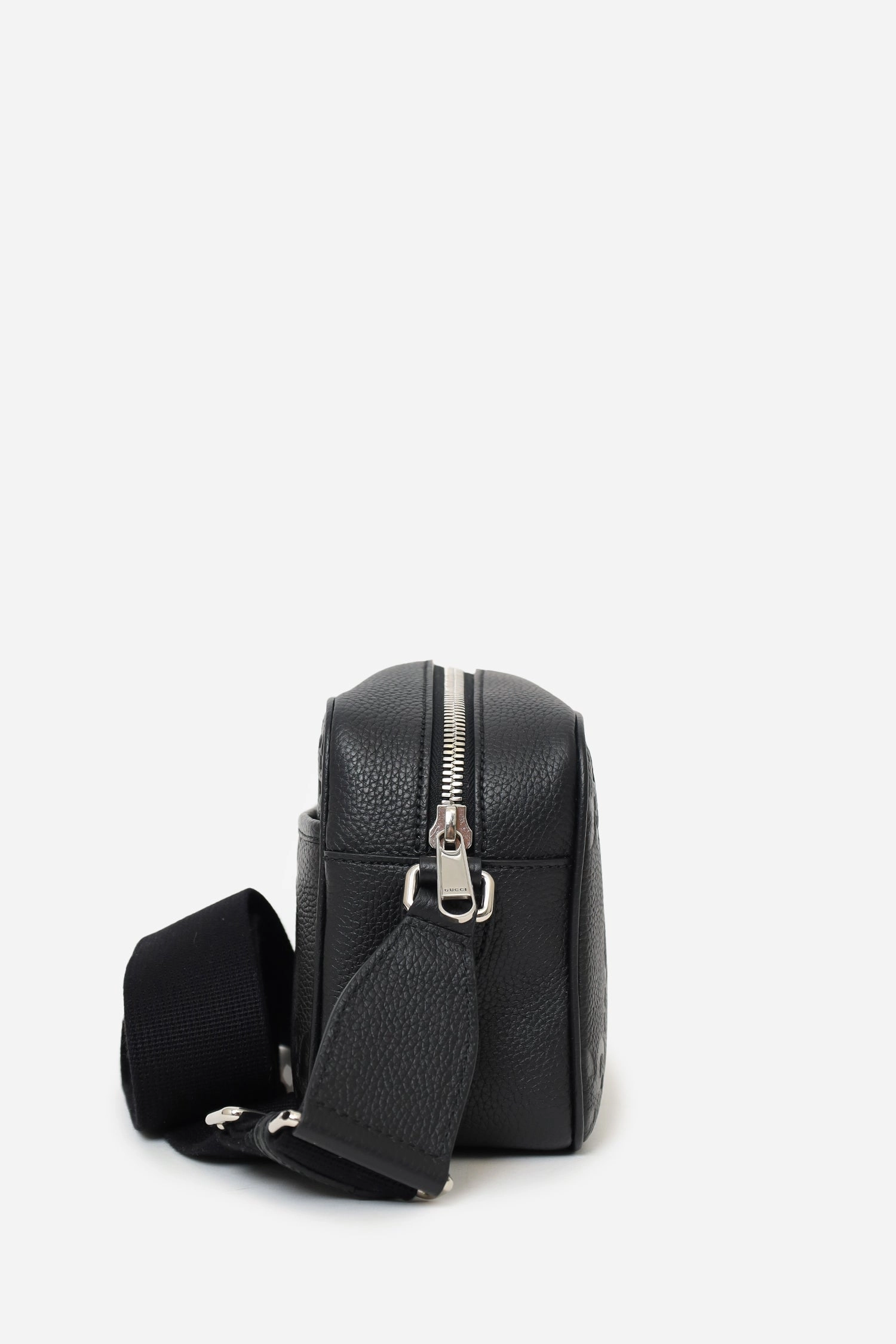 Gucci Black Leather Jumbo GG Crossbody Bag Mens