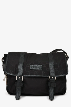 Gucci Black Nylon Monogram Messenger Bag