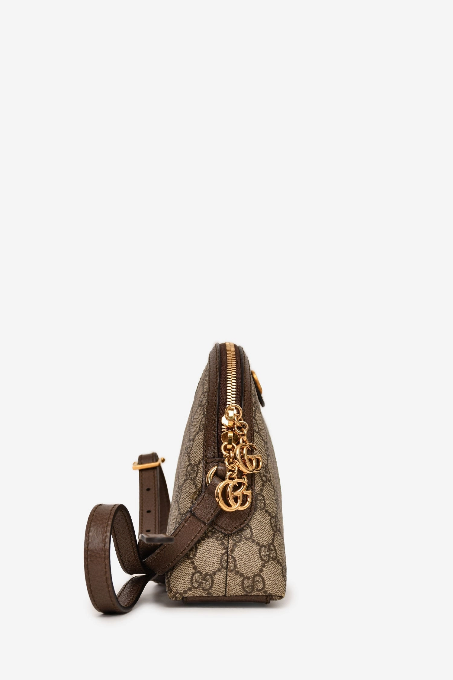 Gucci Brown Leather/Canvas GG Supreme Ophidia Small Crossbody