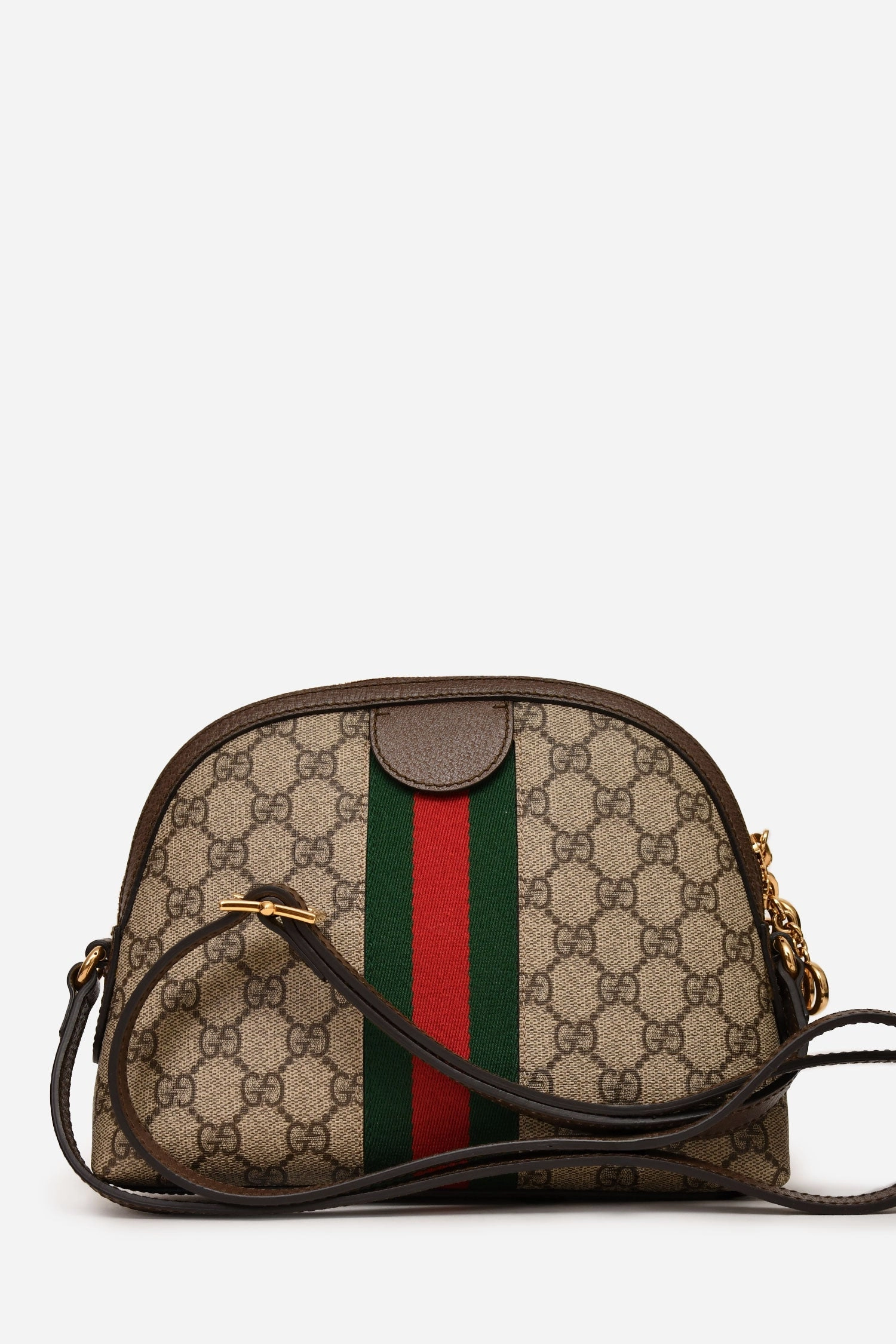 Gucci Brown Leather/Canvas GG Supreme Ophidia Small Crossbody