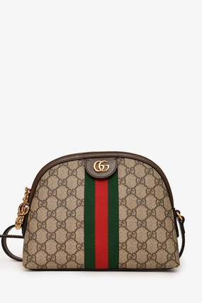Gucci Brown Leather/Canvas GG Supreme Ophidia Small Crossbody