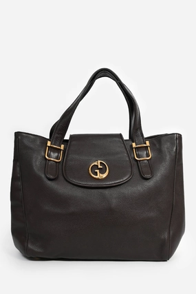 Gucci Chocolate Brown Leather 1973 GG Tote