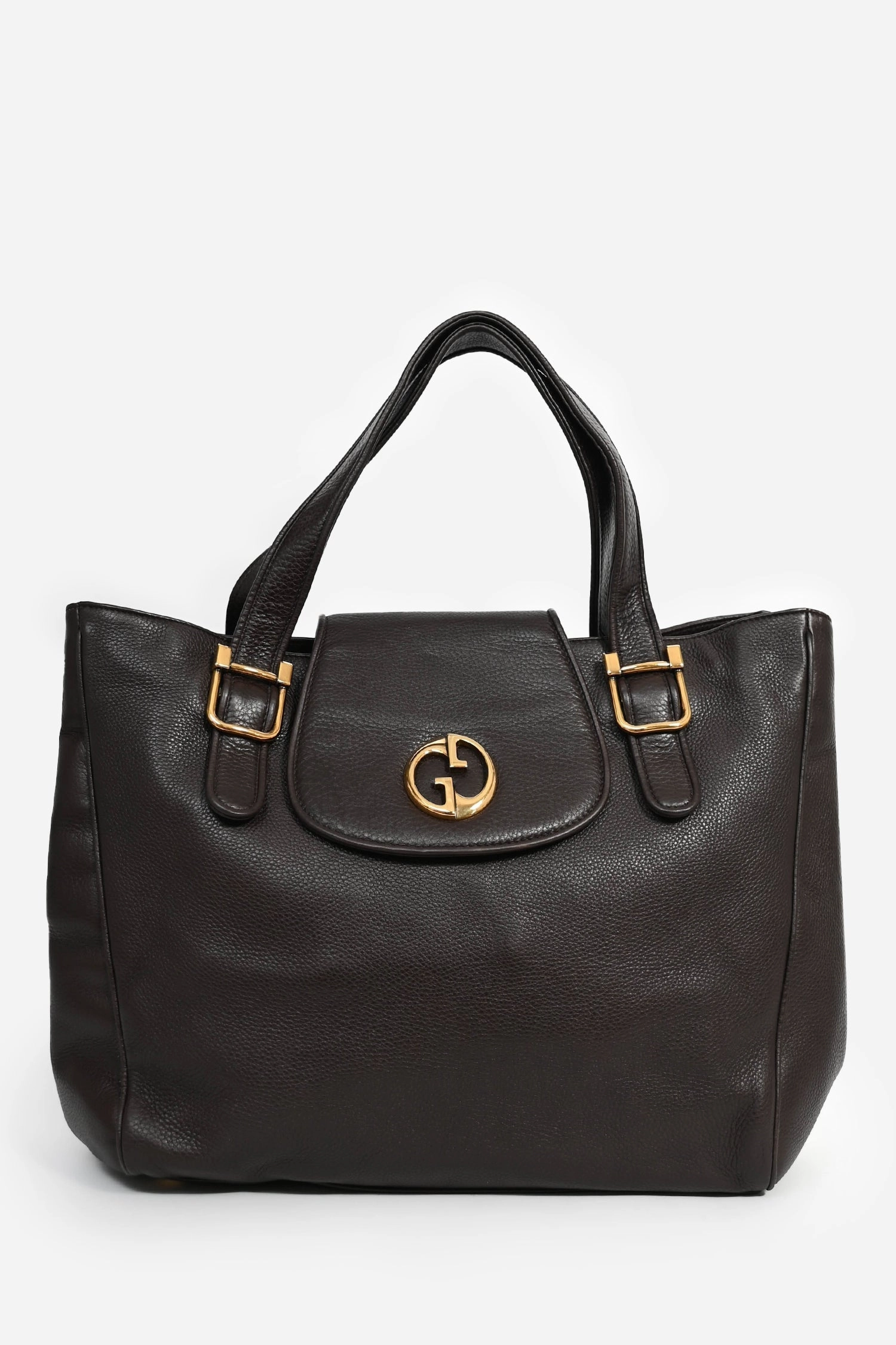 Gucci Chocolate Brown Leather 1973 GG Tote