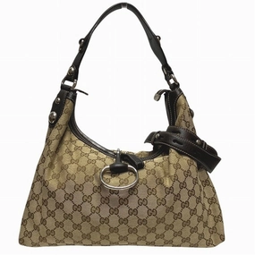 Gucci Gg Canvas Leather Shoulder Bag (Pre-Owned)