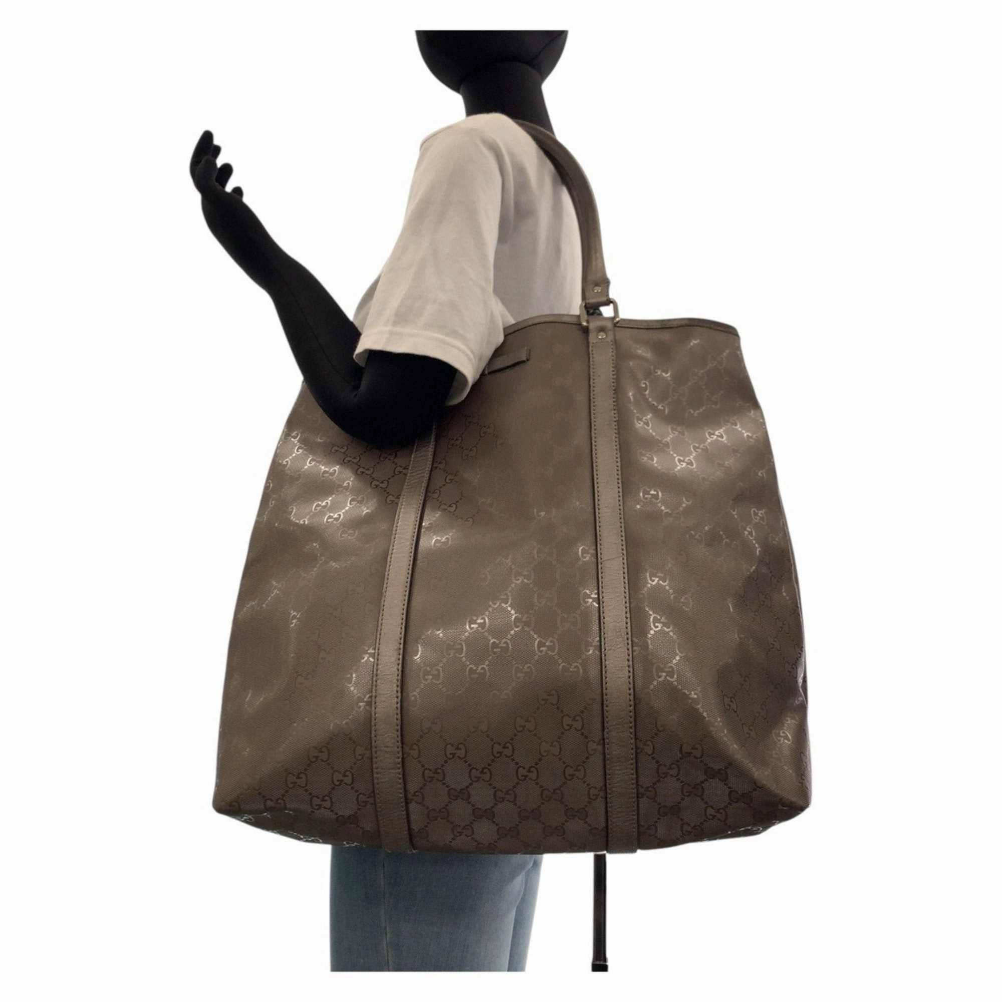 Gucci Gg Imprim Leather Shoulder Bag Tote Bag (Pre-Owned)