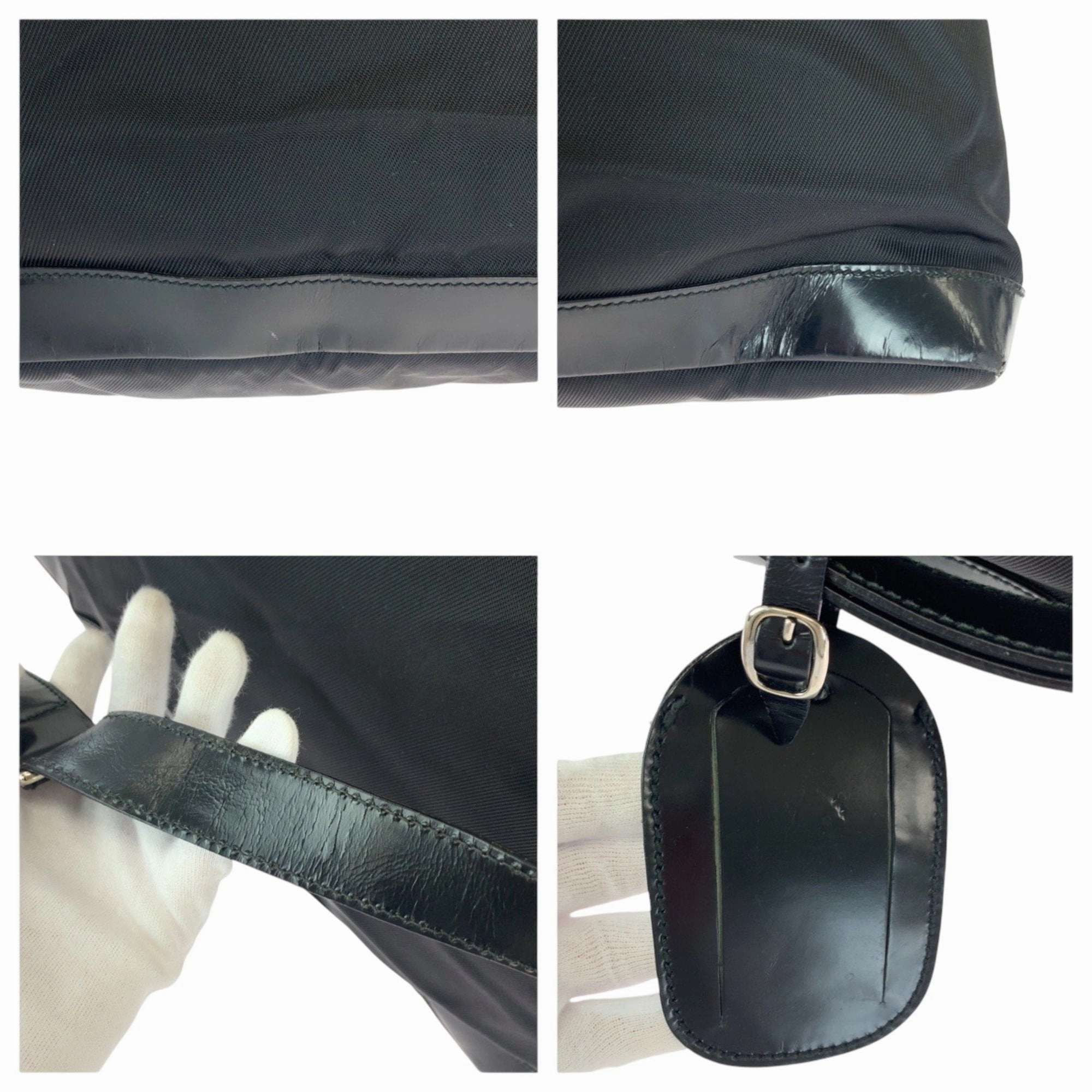 Gucci Nylon Leather Boston Bag Shoulder Bag (Pre-Owned)