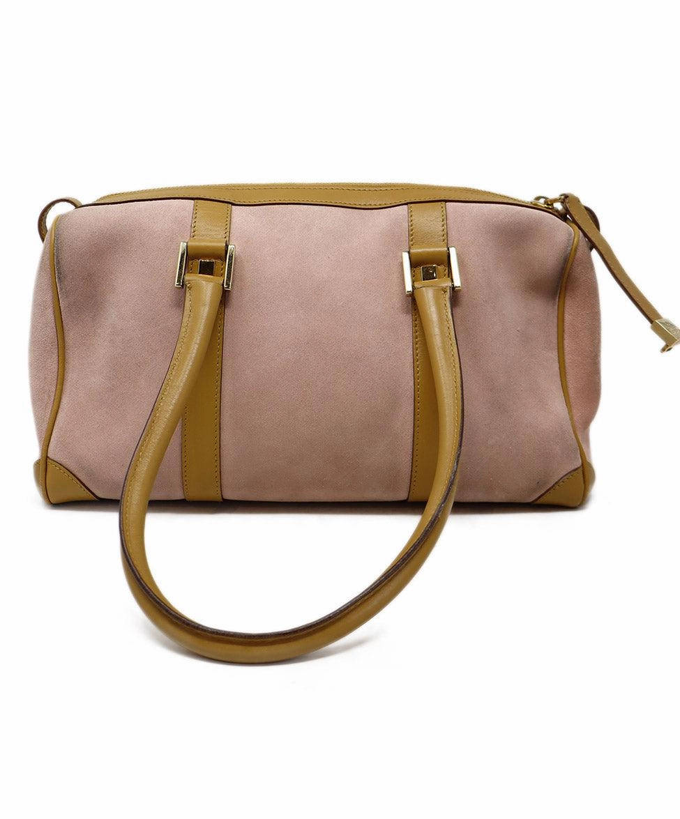 Gucci Vintage Pink Suede & Tan Leather Satchel