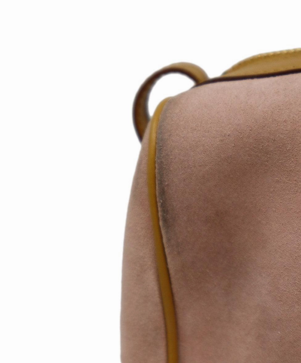 Gucci Vintage Pink Suede & Tan Leather Satchel