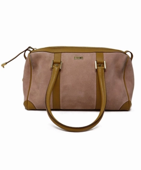 Gucci Vintage Pink Suede & Tan Leather Satchel