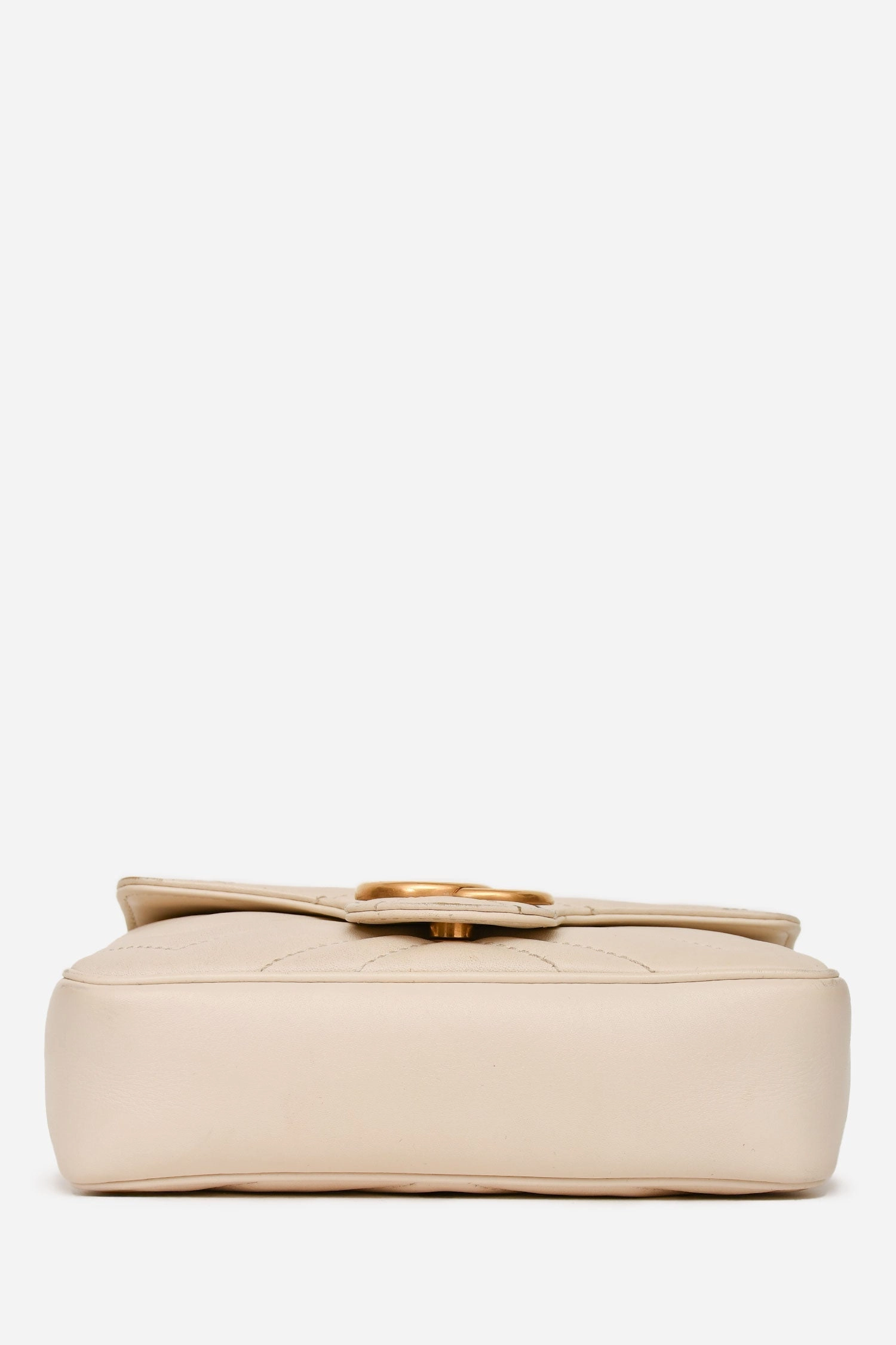 Gucci White Leather Chevron Quilted GG Marmont Super Mini Crossbody