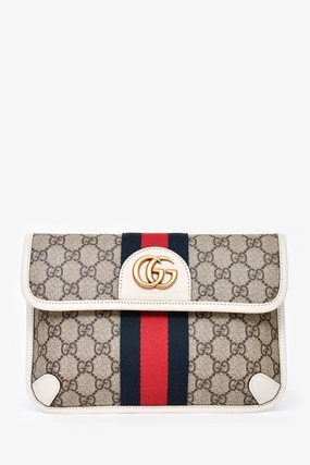 Gucci White Trim GG Supreme Ophidia Belt Bag