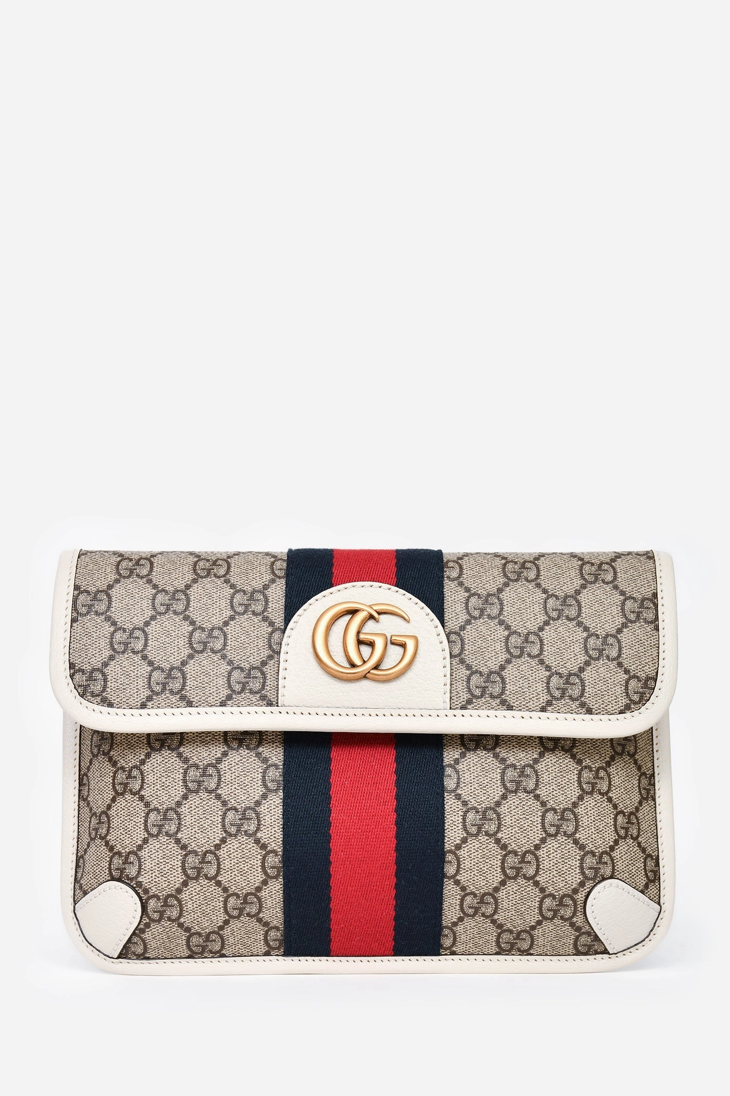 Gucci White Trim GG Supreme Ophidia Belt Bag