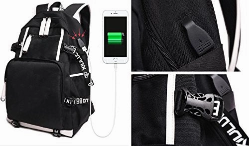 Gumstyle Attack on Titan Book Bag with USB Charging Port Laptop Backpack Casual School Bag Black 1