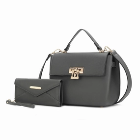Hadley Vegan Leather Womens Satchel Bag with Wristlet Wallet- 2 pieces