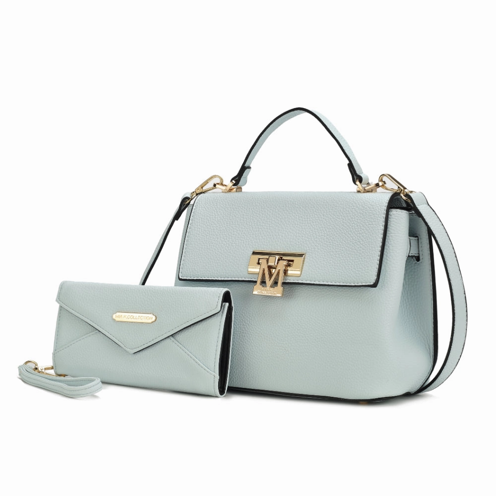 Hadley Vegan Leather Womens Satchel Bag with Wristlet Wallet- 2 pieces