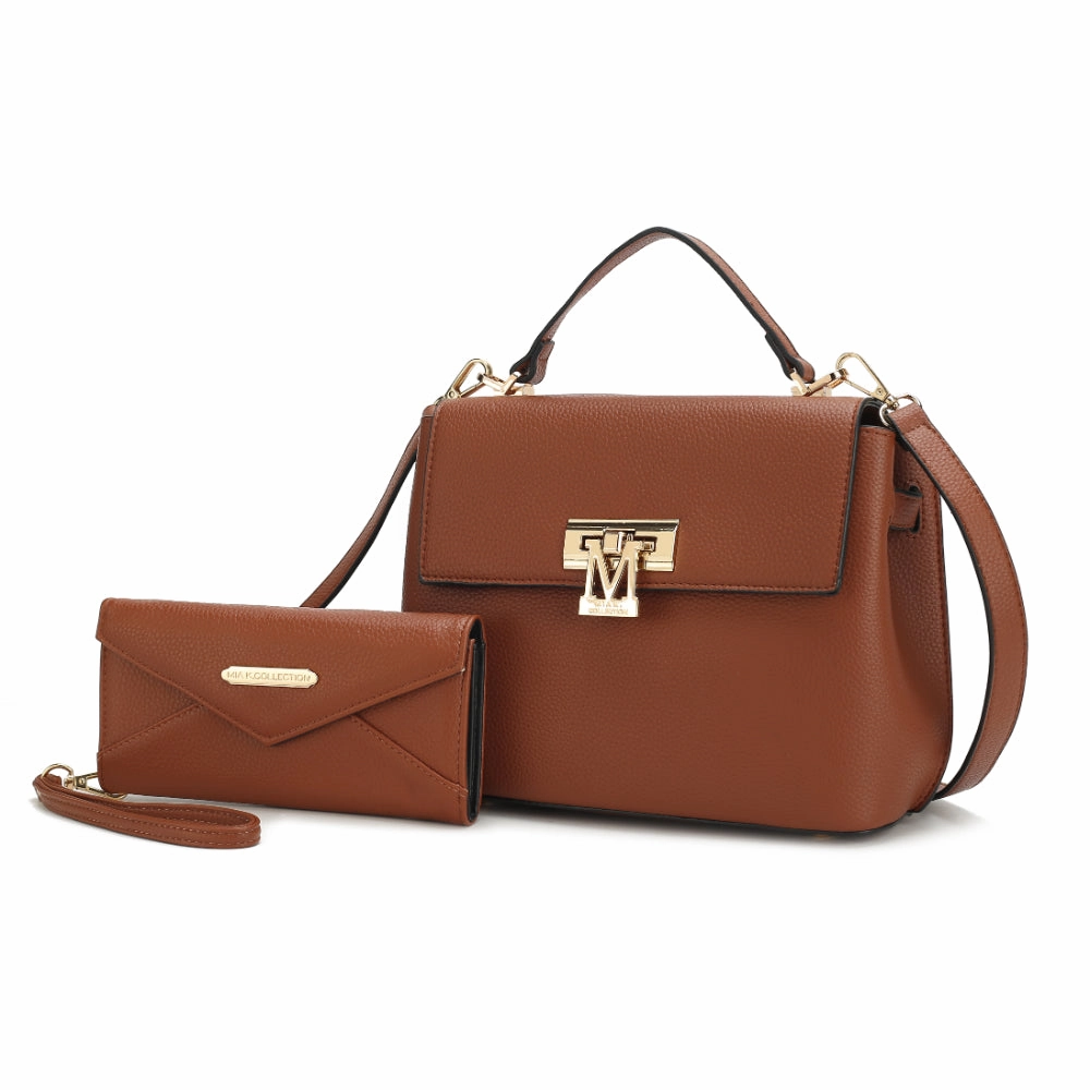 Hadley Vegan Leather Womens Satchel Bag with Wristlet Wallet- 2 pieces