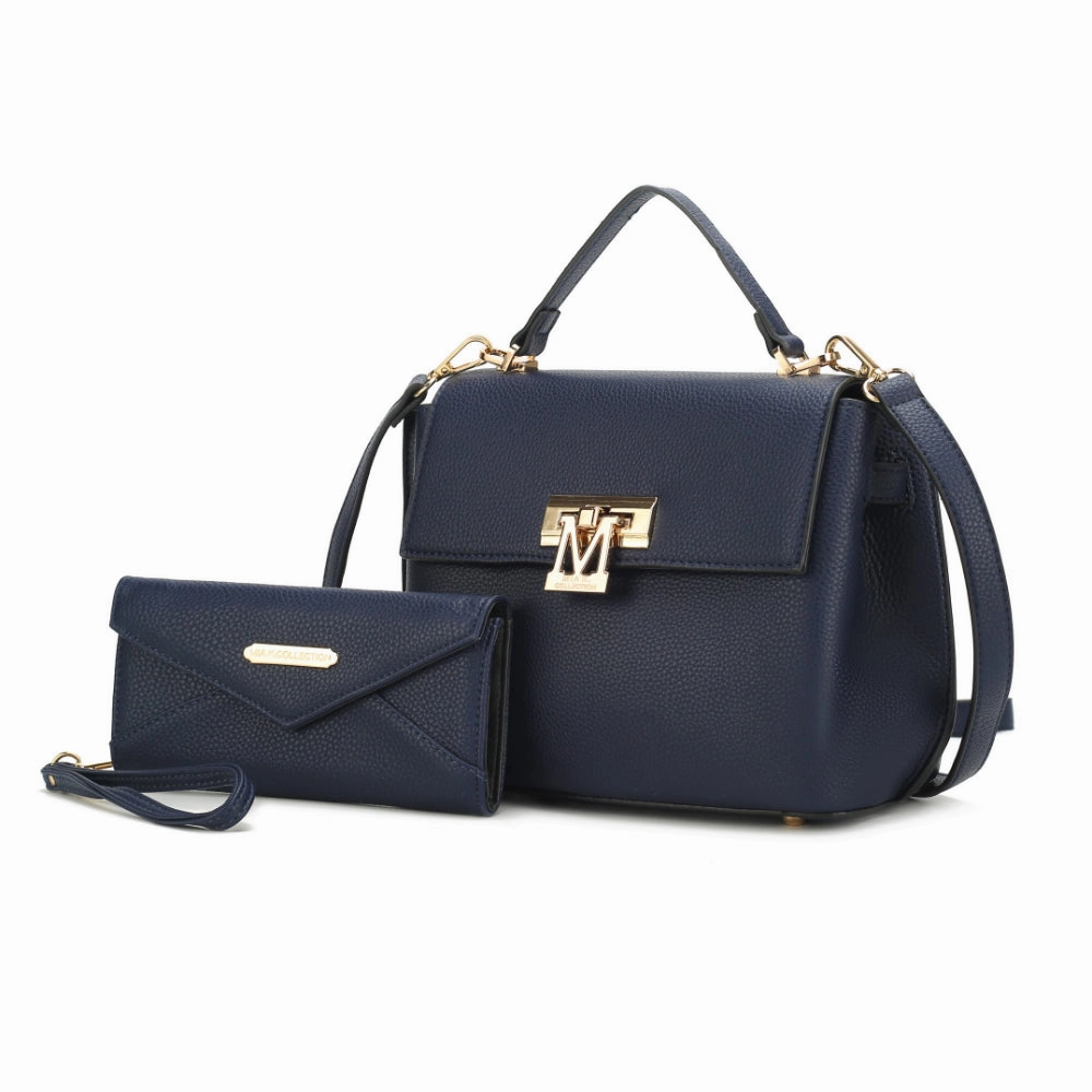 Hadley Vegan Leather Womens Satchel Bag with Wristlet Wallet- 2 pieces
