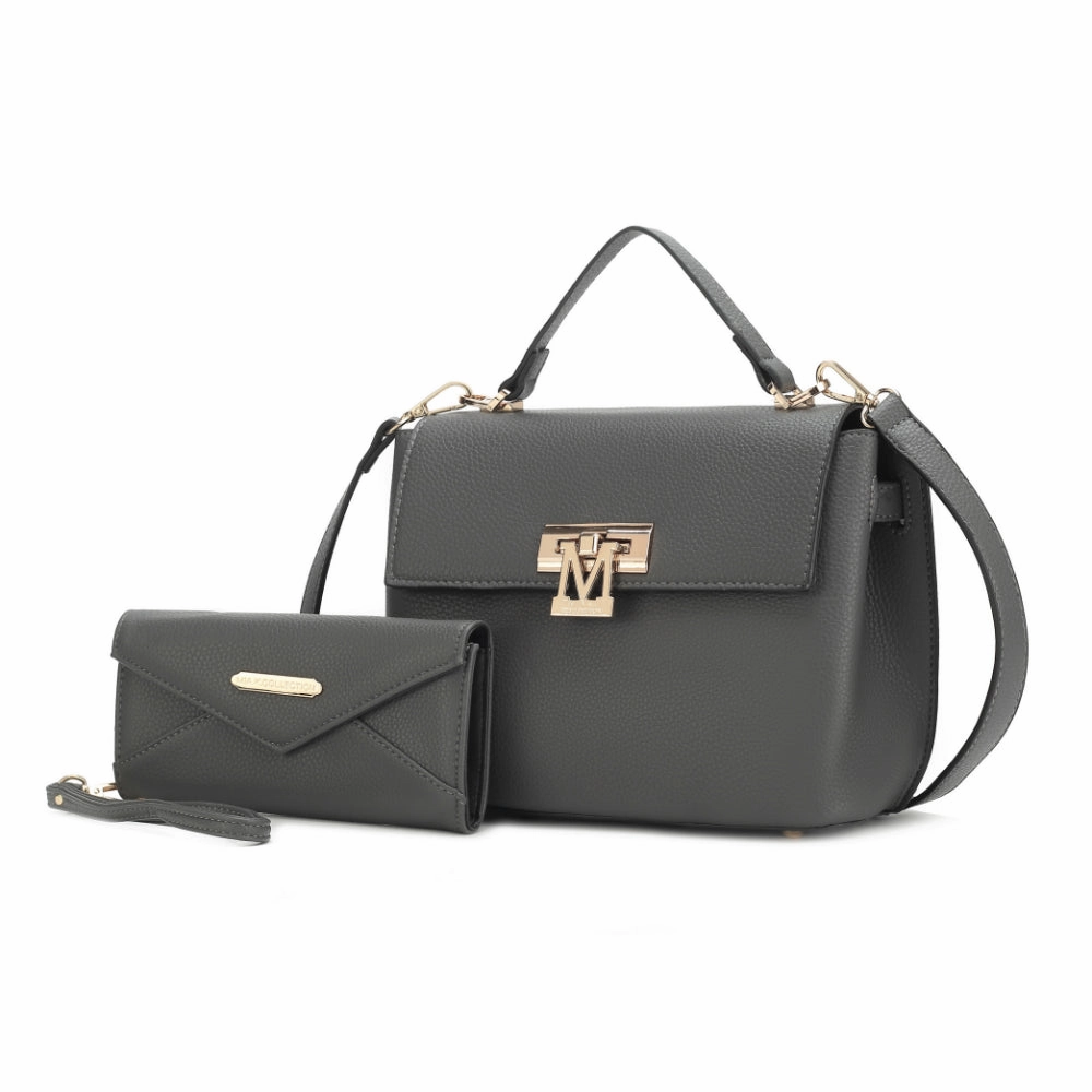 Hadley Vegan Leather Womens Satchel Bag with Wristlet Wallet- 2 pieces