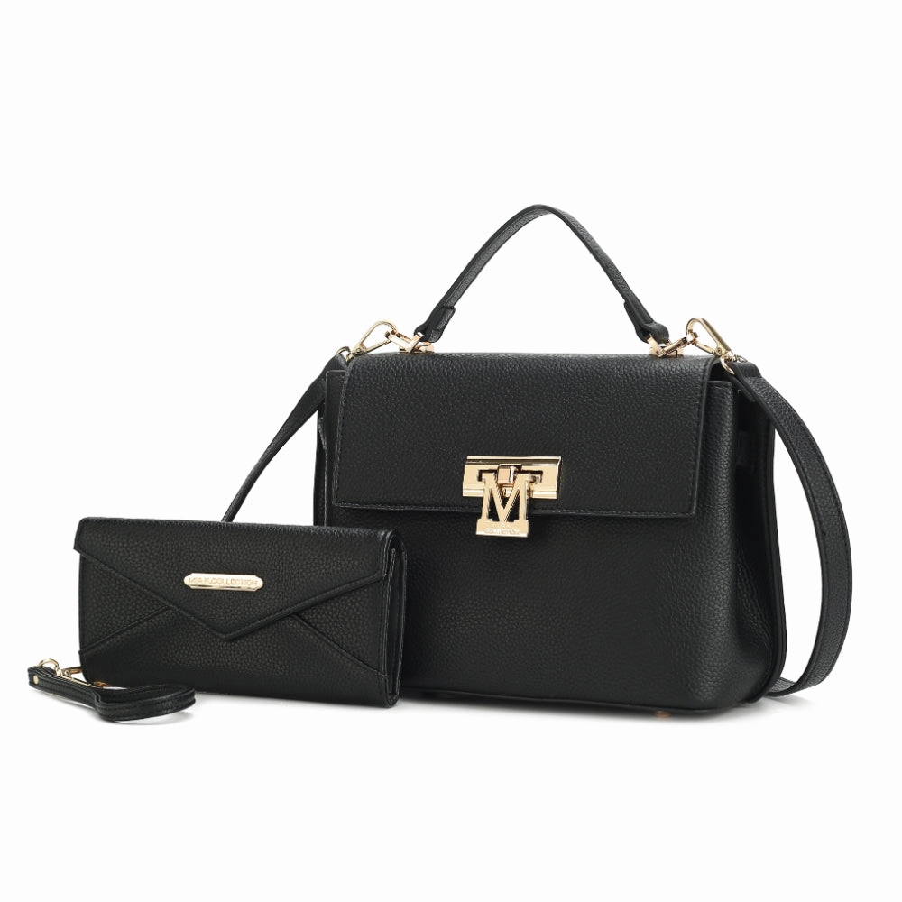 Hadley Vegan Leather Womens Satchel Bag with Wristlet Wallet- 2 pieces