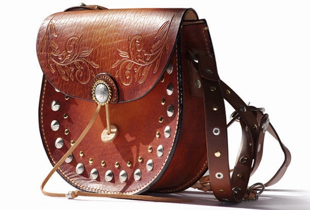 Handcraft retro crossbody leather rivet hand dyed shoulder bag /handbag for women