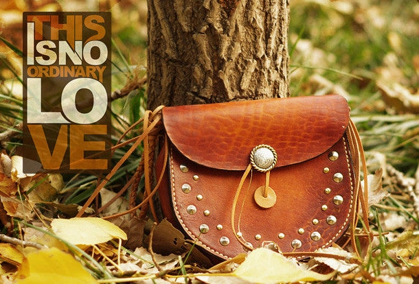 Handcraft retro crossbody leather rivet hand dyed shoulder bag /handbag for women
