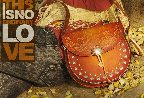 Handcraft retro crossbody leather rivet hand dyed shoulder bag /handbag for women