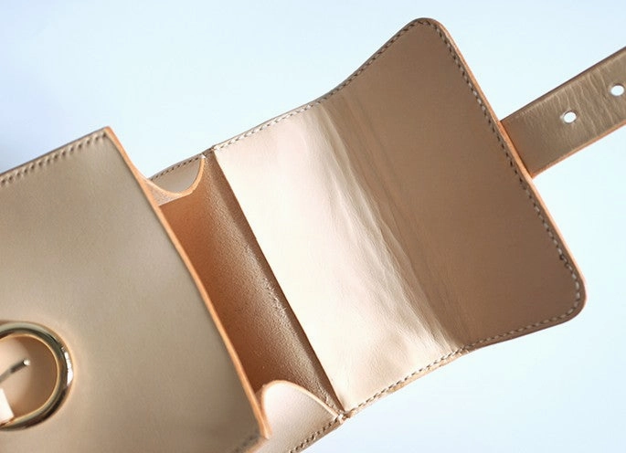 Handmade Beige Leather Box Womens Handbag Shoulder Bag Crossbody Purse for Women
