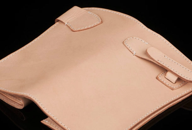 Handmade beige leather men biker wallet Long wallet with multi card clutch for men